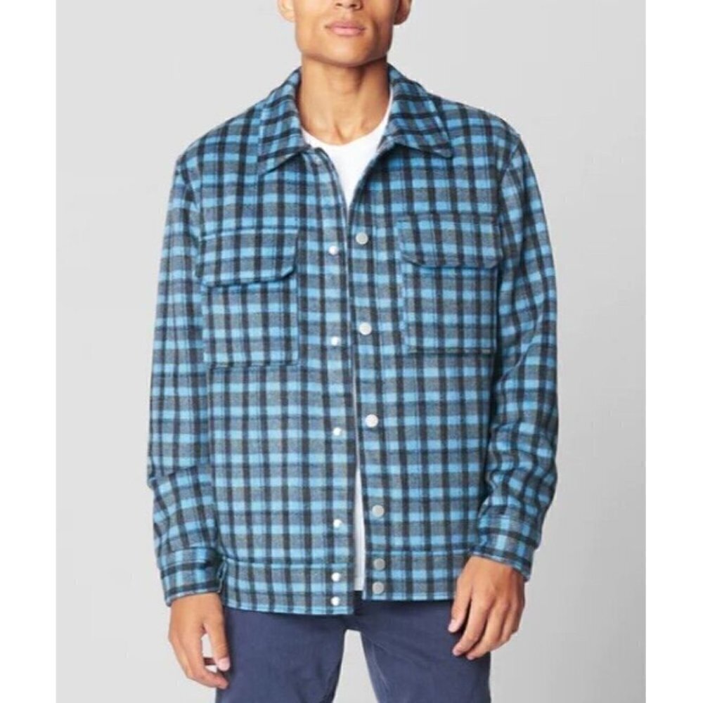 New BlankNYC Blue Plaid Jacket Mens M Not Your Average Joe Wool Blend Blank NYC
